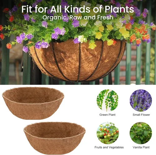 Miniatura 5 de 6 piezas de fibra de coco de 8 pulgadas para plantas, cesta colgante redonda, inserto de repuesto para maceta de coco para caja de ventana, 100%
