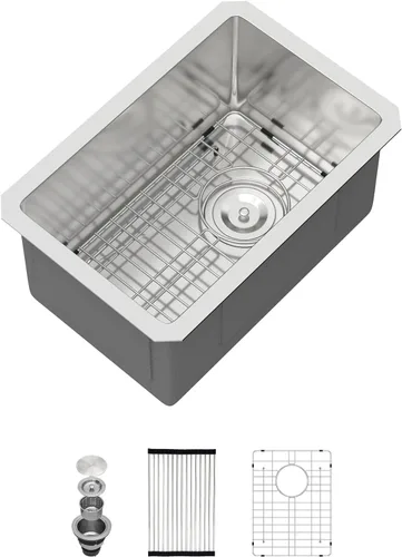 Miniatura 2 de Fregadero de barra de acero inoxidable de 12 x 18 pulgadas, fregadero de preparación de barra húmeda de acero inoxidable calibre 16, cuenco