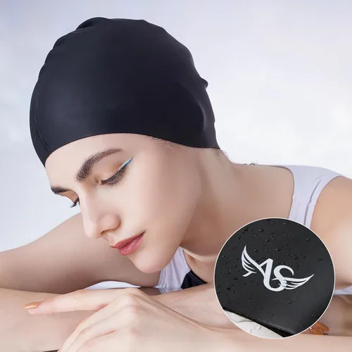 Miniatura 2 de Angel season Gorros de natación para mujer, de silicona, rizado, mediano y largo, diseño ergonómico para adultos, mantiene el cabello seco