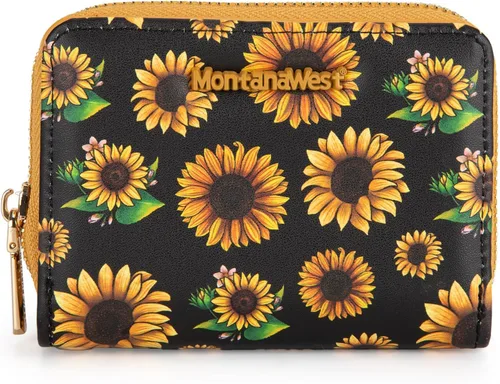 Miniatura 6 de Cartera de pulsera pequeña Montana West para mujer con forro de bloqueo RFID, ligera y fácil de llevar, Un negro, Pequeña