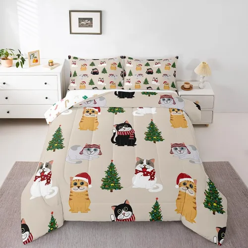 Miniatura 12 de Erosebridal Juego de ropa de cama Kawaii de muñeco de nieve tamaño individual para niños y niñas, juego de ropa de cama de feliz año nuevo, edredón