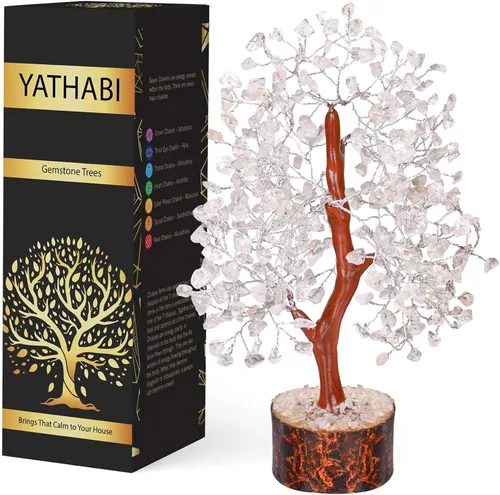Miniatura 9 de YATHABI Escultura de gema de turmalina negra, árbol de cristal, decoración de Feng Shui, árbol de dinero de buena suerte