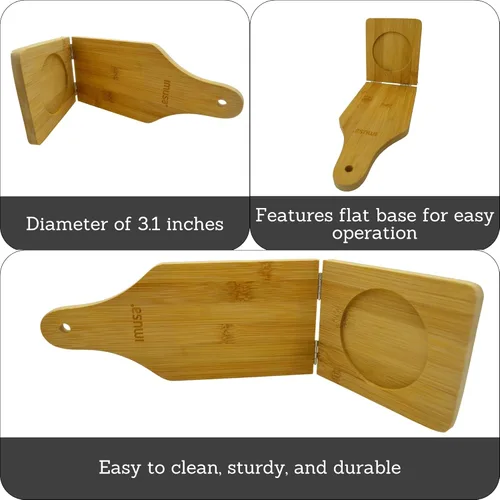 Miniatura 2 de IMUSA BAM-10007 Jumbo Tostonera, Natural - Pataconera de bambú, prensa de plátano, máquina para hacer tortillas y quesadillas, prensa de masa