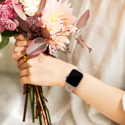 Miniatura 6 de Paquete de 3 correas con grabado floral compatibles con Apple Watch Band para mujeres de 1.496 pulgadas, 1.575 pulgadas, 1.614 pulgadas, 1.654