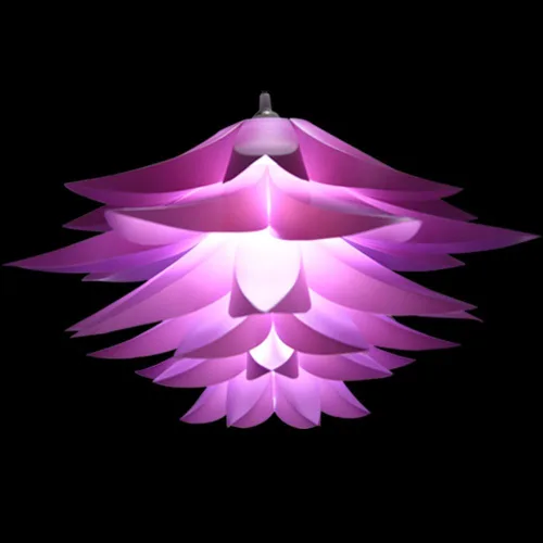 Miniatura 2 de Colgante de techo de 20 pulgadas (19.7 in) DIY IQ Rompecabezas de flor de loto kit de pantalla con cable colgante de 15 pies (morado)