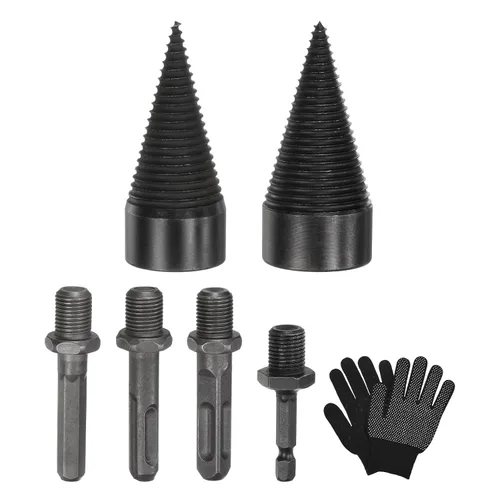 Miniatura 19 de M METERXITY Paquete de 1 broca divisora de madera de 1.260 in + 4 asas (cuadrada+redonda+vástago hexagonal+hexagonal pequeño) broca divisor de leña