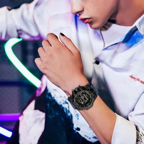Miniatura 4 de FANMIS Reloj deportivo de cuarzo digital multifunción militar para hombre, impermeable, con alarma, LED, azul
