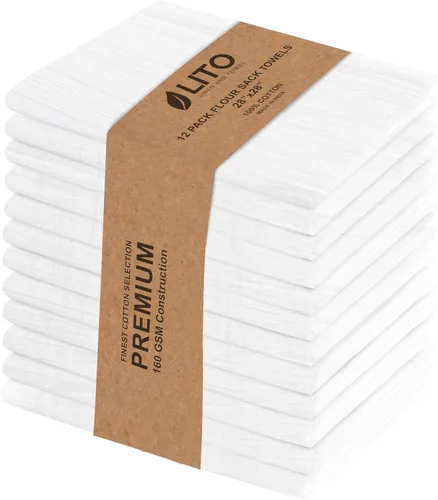 Miniatura 34 de Toallas de saco de harina Toalla de té para manualidades, plato de cocina, toalla de algodón en blanco para bordado, funda de lino para hornear