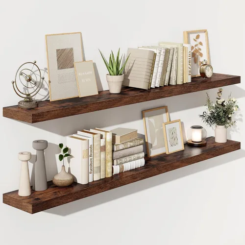 Miniatura 70 de Fun Memories Estantes flotantes – Estante de pared de 9.3 pulgadas de profundidad para decoración y almacenamiento – Estantería de exhibición