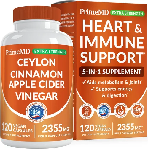Polvo de Canela de Ceilán 5 en 1 Extra Fuerte – Cápsulas Orgánicas de Canela de Ceilán con Cúrcuma, Vinagre de Sidra de Manzana, Ginseng Coreano y