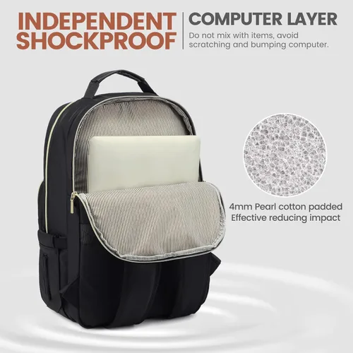 Miniatura 3 de LOVEVOOK Mochila para laptop de 17.3 pulgadas para mujer, bonita mochila de viaje para mujer, bolsa de computadora profesional, impermeable
