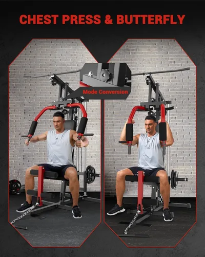 Miniatura 7 de GarveeTech Equipo de gimnasio en casa, máquina de pesas de entrenamiento con sistema de polea de cable, capacidad de peso de 400 libras, estación
