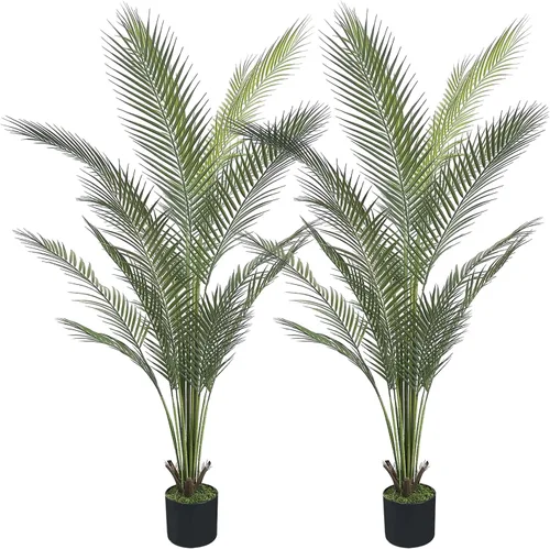 Miniatura 10 de Palmera artificial de 2.7 pies con 12 troncos, perfecta palmera tropical sintética de 32 pulgadas en maceta para interiores y exteriores, casa