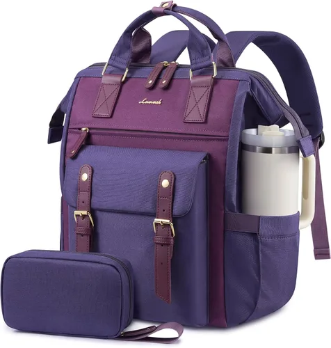 Miniatura 35 de LOVEVOOK - Mochila para laptop de mujer, bolsa de trabajo, viaje, computadora, mochila para maestra o enfermera, bolsa para libros, beige verde