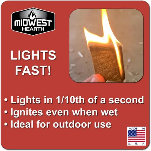 Miniatura 2 de Midwest Hearth Cuadrados de arranque de fuego de luz rápida (144 unidades) fabricados en Estados Unidos
