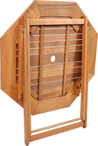 Miniatura 9 de Sunnydaze Meranti - Mesa plegable de madera para exteriores con agujero para sombrilla - Mesa de patio plegable para comedor y reuniones - Acabado