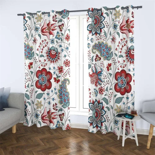 Miniatura 4 de Renaiss - Cortinas opacas florales boho, cortinas de ventana con aislamiento térmico y estampado de flores y plantas bohemias para dormitorio