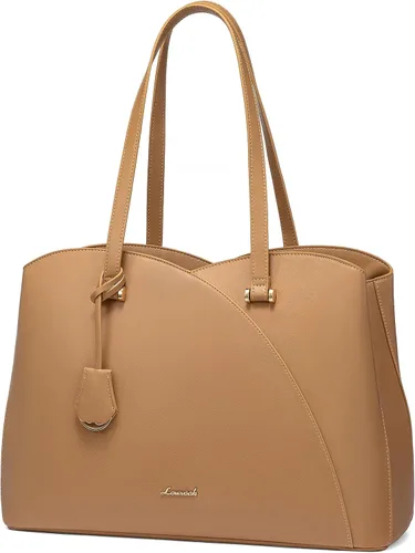 Miniatura 16 de LOVEVOOK Bolso de mano para laptop para mujeres, bolsos de trabajo, bolso para laptop para maestros, bolso de computadora de cuero, carteras Negro