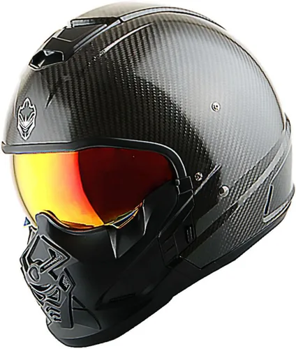 Miniatura 12 de Martian Genuine Real Carbon Fiber Motorcycle Full Face Helmet HB-B2 Open Face Glossy Carbon Black, DOT Approved
