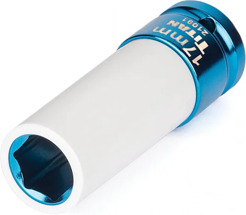 Titan 21091 - Llave de vaso de impacto de 17 mm de 1/2 pulgada sin marcas para tuerca de rosca profunda