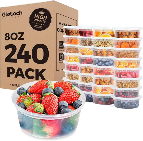 Miniatura 17 de Glotoch - Juego de 48 recipientes de plástico para almacenamiento de alimentos y bebidas de 8 onzas, 16 onzas y 32 onzas con tapas, aptos