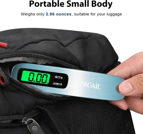 Miniatura 5 de BAGAIL Báscula digital de equipaje, báscula de equipaje colgante de 110 libras con pantalla LCD retroiluminada, báscula de pesaje portátil