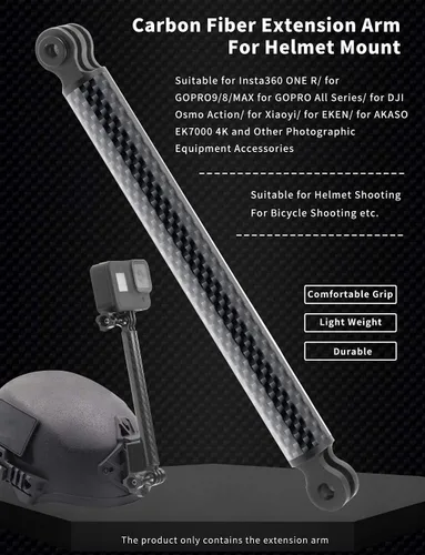 Miniatura 3 de Brazo de extensión para casco compatible con Gopro Hero, Insta360 One R, DJI Osmo y otras cámaras