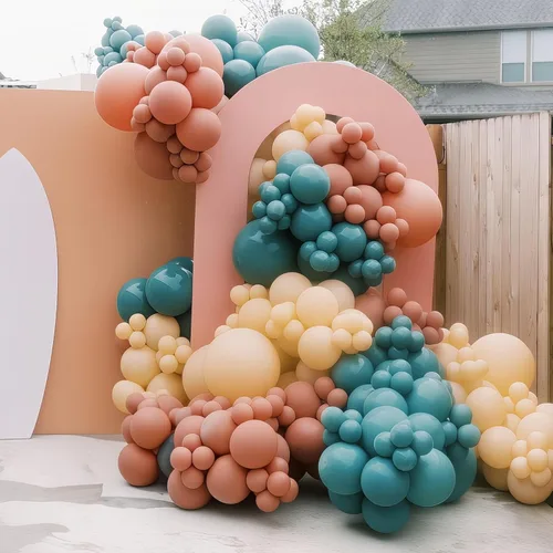Miniatura 4 de Globos de arco iris bohemios, 60 unidades, retro, verde azulado, azul, rosa rubor, rosa, naranja oscuro, naranja claro, amarillo, verde salvia, azul