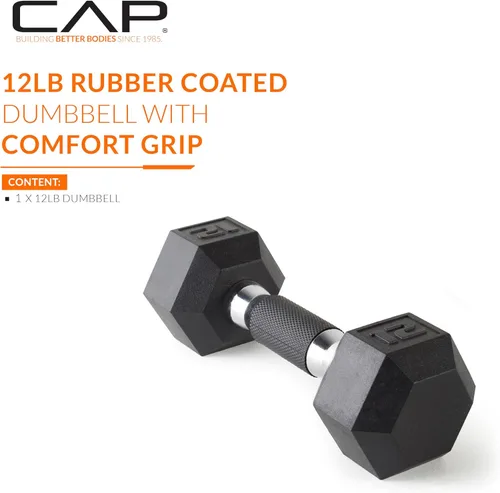 Miniatura 2 de CAP Barbell Peso de la mancuerna hexagonal recubierta, individual, 10-120 libras, múltiples opciones