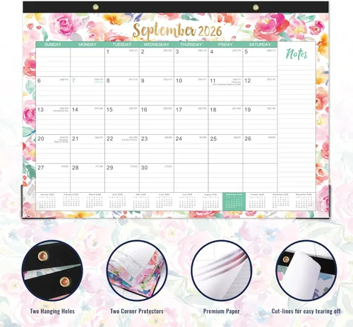 Miniatura 4 de Calendario de escritorio 2026 - Ene. 2026 - Dic. 2026, calendario de escritorio mensual grande de 12 meses 2026, 17 x 12 pulgadas, tapete