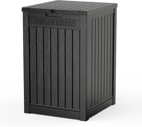 Miniatura 31 de EasyUp Caja de almacenamiento al aire libre de 30 galones, caja de resina para muebles, herramientas de jardín, cajas de almacenamiento exteriores
