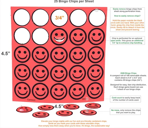 Miniatura 3 de 2500 fichas de bingo, rojo (1 de 3 colores), 3/4 pulgadas, fichas de conteo, contador de matemáticas, reutilizables o desechables