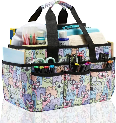 Miniatura 12 de Bolsa Tote para Manualidades, Organizador de Arte, Caddy de Suministros de Limpieza, Bolsa de Transporte con Asa para Múltiples Propósitos, Caddy