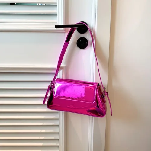 Miniatura 4 de Bolso de noche metálico plateado para mujer, Y2K, bolso de hombro de cuero plateado brillante para baile de graduación, boda, fiesta