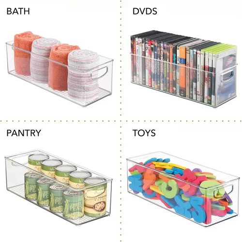 Miniatura 6 de mDesign Organizador de plástico para juguetes, cesta de almacenamiento con asas para armario, armario, armario y estantes, capacidad para bloques