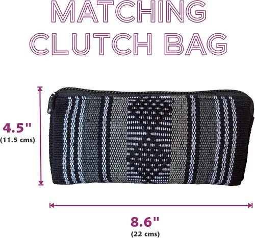 Miniatura 3 de MEXICANDOO Set of Authentic Mexican Handcrafted Woven Handbag with Wooden Handles and Matching Clutch Bag for Women or Girls