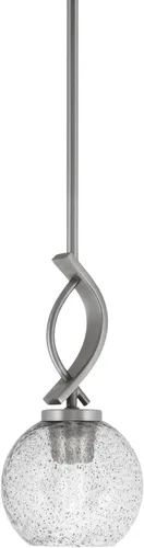 Miniatura 9 de Toltec Lighting Cavella Stem Colgado Mini colgante, acabado grafito, vidrio de muselina blanca de 4 pulgadas
