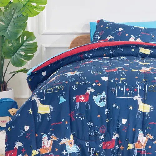 Miniatura 15 de SLEEP ZONE - Juego de edredón de 5 piezas tamaño Individual para niños, estampado suave, con edredón, sábanas y fundas para cojín y almohada, diseño