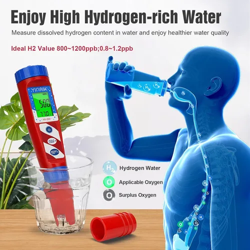 Miniatura 2 de Probador de agua de hidrógeno, probador de pH, medidor de pH digital para agua hidrogenada, medidor H2 (PPB/PPM), medidor de ORP Prueba de botella