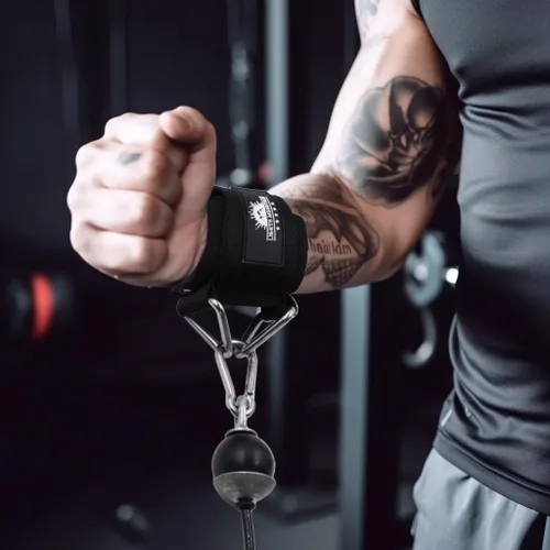 Miniatura 4 de Puños ajustables para muñeca de neopreno con correas acolchadas para equipos de entrenamiento de fuerza con máquinas de cable