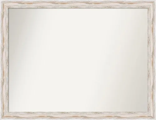 Miniatura 148 de Amanti Art Espejo de baño blanco para sobre el fregadero, 30 x 35 pulgadas, espejo de tocador rectangular estrecho de Eva de oro blanco, marco