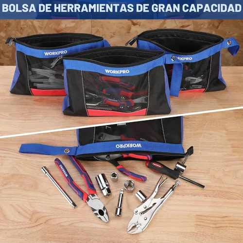 Miniatura 3 de WORKPRO Bolsas para herramientas de 12", bolsa de herramientas pequeña resistente, bolsa pequeña para herramientas utilitarias para organizadores