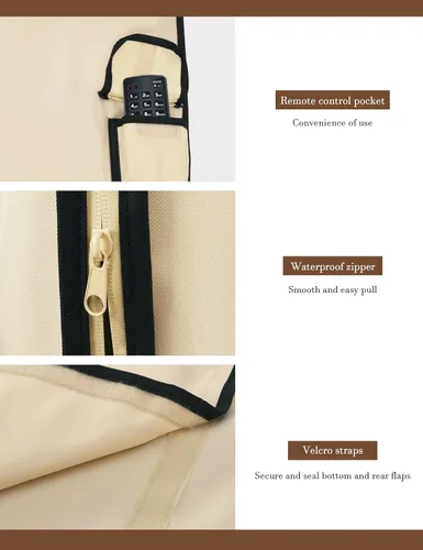 Miniatura 5 de iBirdie Funda de TV impermeable y resistente a la intemperie con cremallera para TV de pantalla plana exterior de 28 a 32 pulgadas, tela gruesa 600D