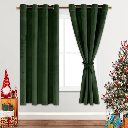 Miniatura 120 de JIUZHEN - Cortinas de terciopelo gris de 63 pulgadas opacas para sala de estar - Cortinas gruesas de terciopelo con ojales para ventana