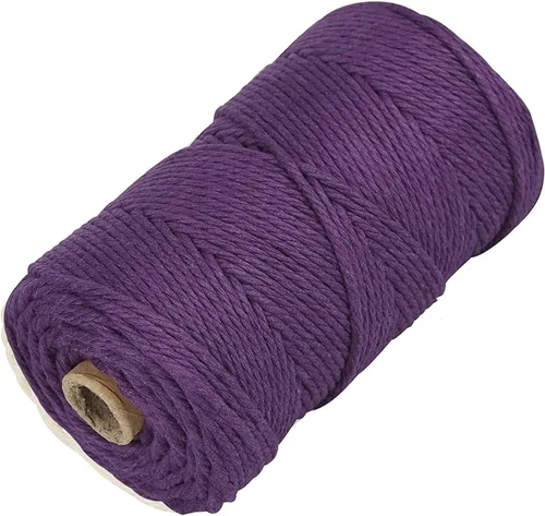 Miniatura 48 de Cordón de algodón para macramé, hilo torcido de 4 capas, cuerda de algodón natural, suministros perfectos de macramé, para hacer soportes colgantes