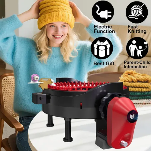 Miniatura 7 de Adaptador eléctrico para máquina de tejer Addi 46, Adaptador automático para máquina de ganchillo, Accesorios para máquina de tejer, Rojo