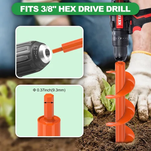 Miniatura 2 de SELEWARE Broca de taladro para plantar – Broca de taladro de jardín de alta resistencia de 3 x 12 pulgadas, se adapta a taladro hexagonal de 3/8