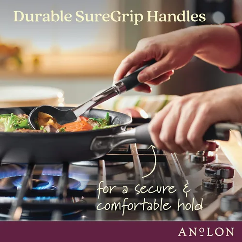 Miniatura 4 de Anolon Advanced Home - Sartenes antiadherentes anodizados duros (juego de 2 piezas, 10.25 pulgadas y 12.75 pulgadas, piedra lunar) y sartén