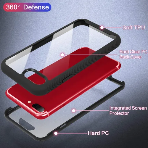 Miniatura 3 de IDweel Funda para iPhone 8 Plus/7 Plus, carcasa resistente a prueba de golpes con protector de pantalla integrado, funda híbrida resistente a