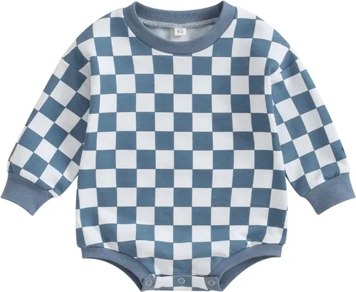 Miniatura 41 de Karuedoo Sudadera a cuadros para bebé niño y niña, mameluco de gran tamaño, manga larga, con burbujas, ropa neutra para otoño